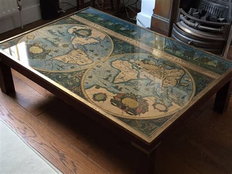 map box on metal stand coffee table|Map Coffee Tables .